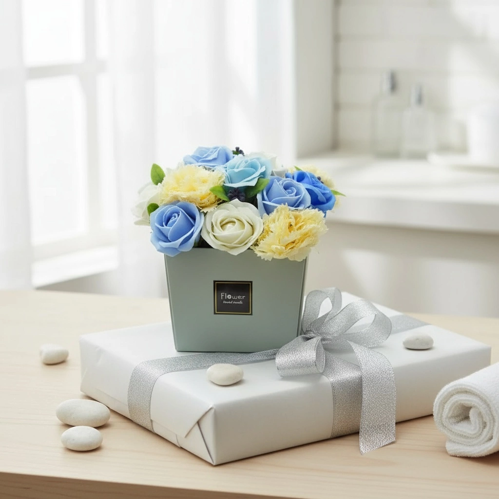 Prezent na Walentynki - flower box z mydlanych kwiatów jako symbol miłości